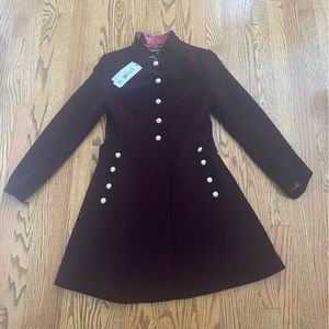 d.fanni burgandy velvet coat, size M, never worn